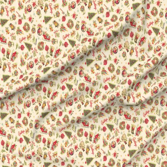 Various Fabrics by the Yard or Fat Quarter Retro Christmas Vintage Holiday Tree Candycane Ornaments Santa Custom Printed Fabric by Spoonflower {6}