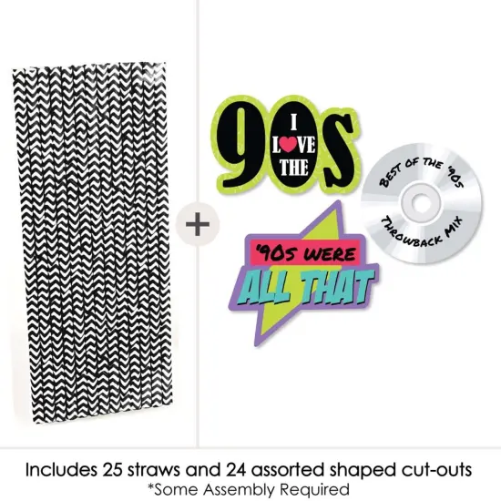 Big Dot of Happiness 90's Throwback - Paper Straw Decor - 1990s Party Striped Decorative Straws - Set of 24 {3}