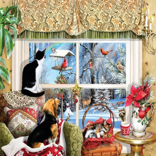 Sunsout Looking Through a Window 500 pc Christmas Jigsaw Puzzle 35233 {1}