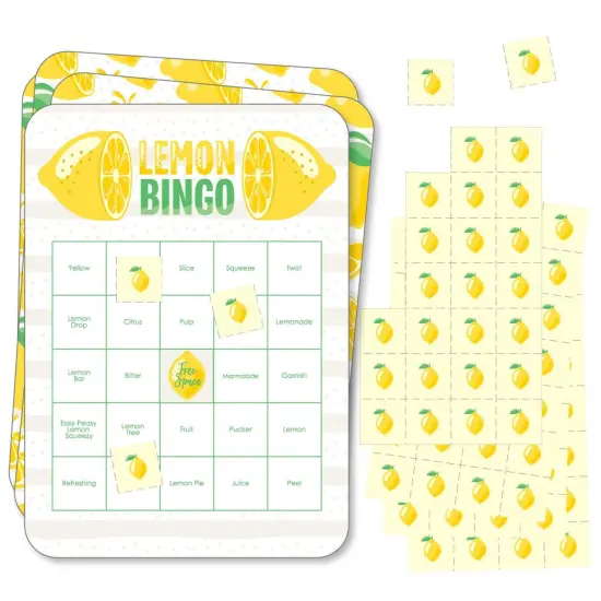 Big Dot of Happiness So Fresh - Lemon - Bingo Cards and Markers - Citrus Lemonade Party Bingo Game - Set of 18 {1}