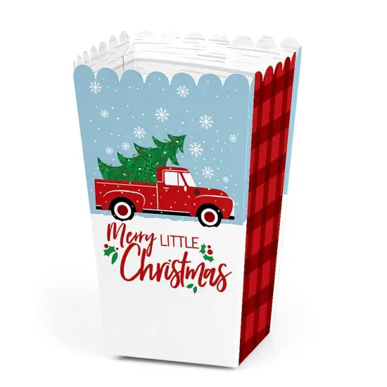 Big Dot of Happiness Merry Little Christmas Tree - Red Truck Christmas Party Favor Popcorn Treat Boxes - Set of 12 {1}