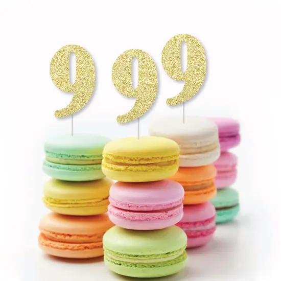 Big Dot of Happiness Gold Glitter 9 - No-Mess Real Gold Glitter Cut-Out Numbers - 9th Birthday Party Confetti - Set of 24 {6}