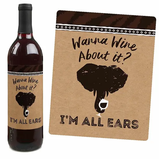 Big Dot of Happiness Wild Safari - Jungle Adventure Baby Shower or Birthday Party Decorations for Women & Men - Wine Bottle Label Stickers - Set of 4 {7}