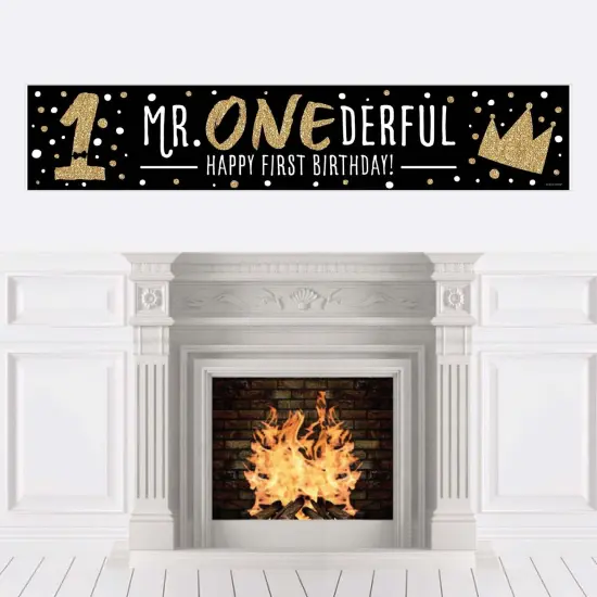 Big Dot of Happiness 1st Birthday Little Mr. Onederful - Happy First Birthday Boy Decorations Party Banner {1}