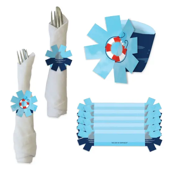 Big Dot of Happiness Shark Zone - Jawsome Shark Party or Birthday Party Paper Napkin Holder - Napkin Rings - Set of 24 {1}