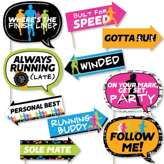 Big Dot of Happiness Funny Set the Pace - Running - Track, Cross Country or Marathon Party Photo Booth Props Kit - 10 Piece {1}