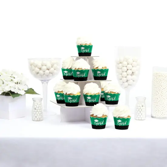 Big Dot of Happiness Green Graduation Party Decorations - Party Cupcake Wrappers - Set of 12 {3}
