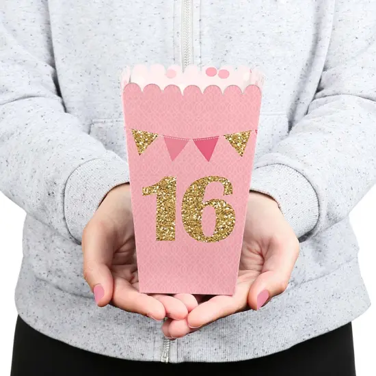 Big Dot of Happiness Sweet 16 - 16th Birthday Party Favor Popcorn Treat Boxes - Set of 12 {6}