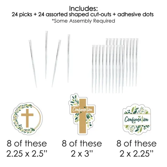 Big Dot of Happiness Confirmation Elegant Cross - Dessert Cupcake Toppers - Religious Party Clear Treat Picks - Set of 24 {7}