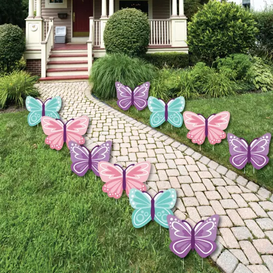 Big Dot of Happiness Beautiful Butterfly - Lawn Decorations - Outdoor Floral Baby Shower or Birthday Party Yard Decorations - 10 Piece {1}