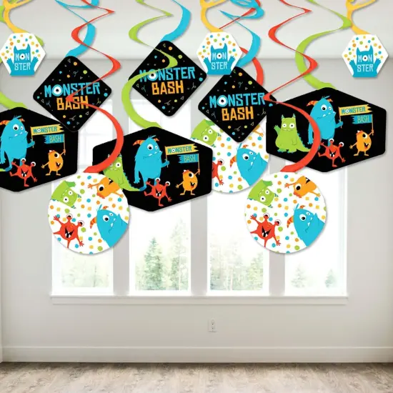 Big Dot of Happiness Monster Bash - Little Monster Birthday Party or Baby Shower Hanging Decor - Party Decoration Swirls - Set of 40 {4}