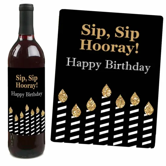 Big Dot of Happiness Adult 60th Birthday - Gold - Birthday Party Gift for Women and Men - Wine Bottle Label Stickers - Set of 4 {7}