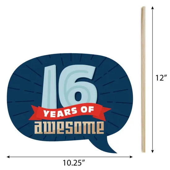 Big Dot of Happiness Boy 16th Birthday - Sweet Sixteen Birthday Party Photo Booth Props Kit - 20 Count {7}