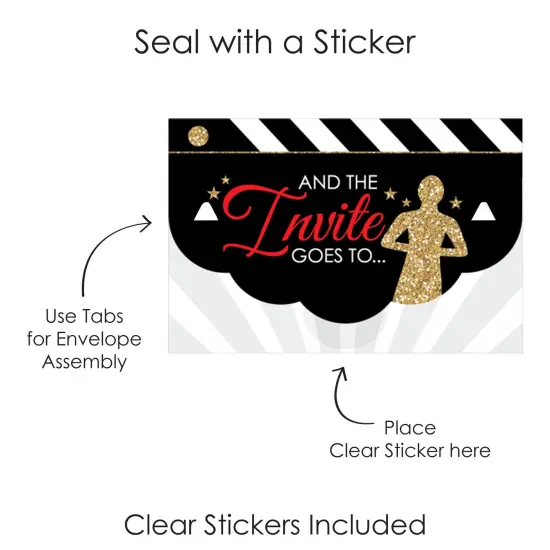 Big Dot of Happiness Red Carpet - Fill-In Cards - Movie Night Party Fold and Send Invitations - Set of 8 {7}