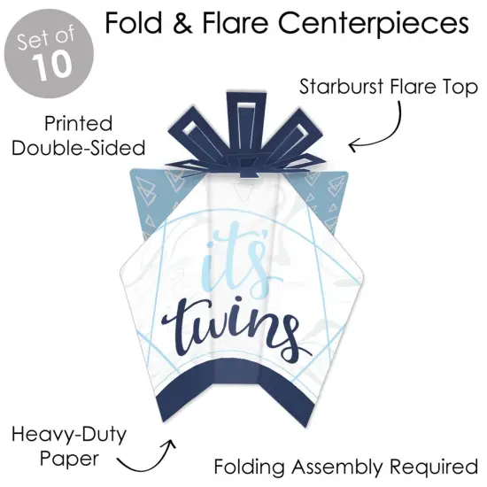 Big Dot of Happiness It's Twin Boys - Table Decorations - Blue Twins Baby Shower Fold and Flare Centerpieces - 10 Count {4}