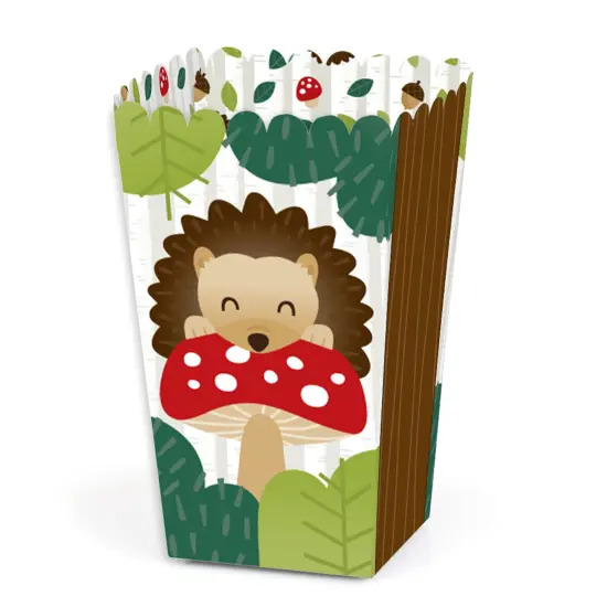 Big Dot of Happiness Forest Hedgehogs - Woodland Birthday Party or Baby Shower Favor Popcorn Treat Boxes - Set of 12 {1}
