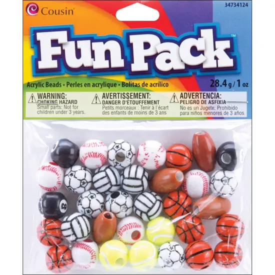CousinDIY Fun Pack Acrylic Sports Beads 1oz-Assorted Balls {1}