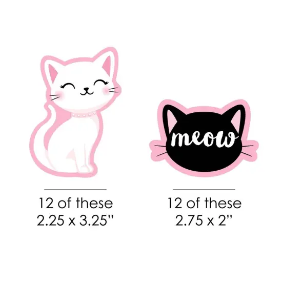 Big Dot of Happiness Purr-fect Kitty Cat - Paper Straw Decor - Kitten Meow Baby Shower or Birthday Party Striped Decorative Straws - Set of 24 {6}