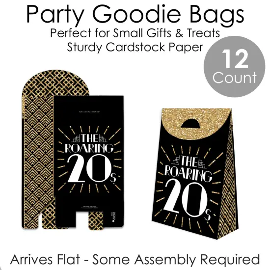 Big Dot of Happiness Roaring 20&rsquo;s - 1920s Art Deco Jazz Gift Favor Bags - Party Goodie Boxes - Set of 12 {7}