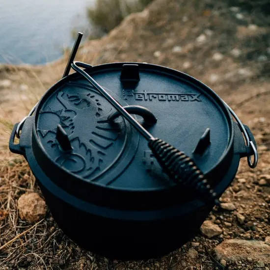 Petromax Universal Steel Lid Lifter for Dutch Ovens, Outdoor Camp Cooking Utensil for Handling Hot Campfire Cookware Lids, 13.8" Long {6}