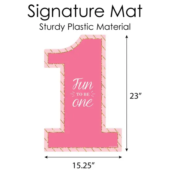 Big Dot of Happiness 1st Birthday Girl - Fun to be One - Guest Book Sign - First Birthday Party Guestbook Alternative - Signature Mat {6}