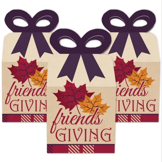 Big Dot of Happiness Friends Thanksgiving Feast - Square Favor Gift Boxes - Friendsgiving Party Bow Boxes - Set of 12 {3}