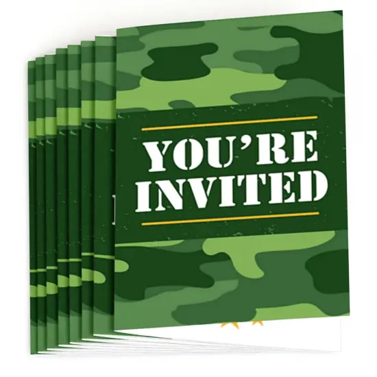 Big Dot of Happiness Camo Hero - Fill In Army Military Camouflage Party Invitations (8 count) {3}