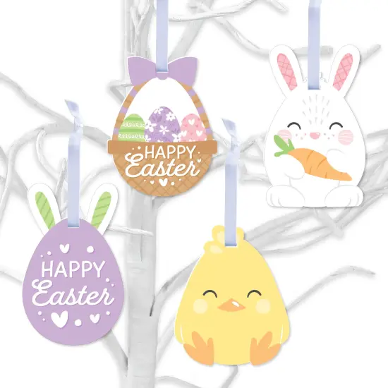 Big Dot of Happiness Spring Easter Bunny - Happy Easter Decorations - Tree Ornaments - Set of 12 {1}