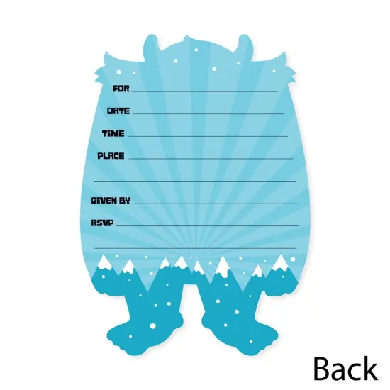 Big Dot of Happiness Yeti to Party - Shaped Fill-In Invites - Abominable Snowman Party or Birthday Party Invitation Cards with Envelopes - Set of 12 {6}