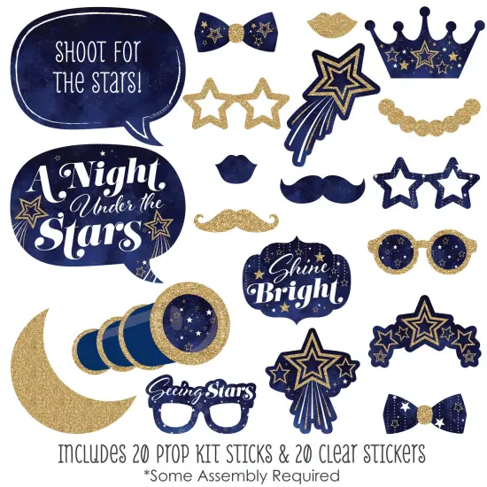 Big Dot of Happiness Starry Skies - Gold Celestial Party Photo Booth Props Kit - 20 Count {3}