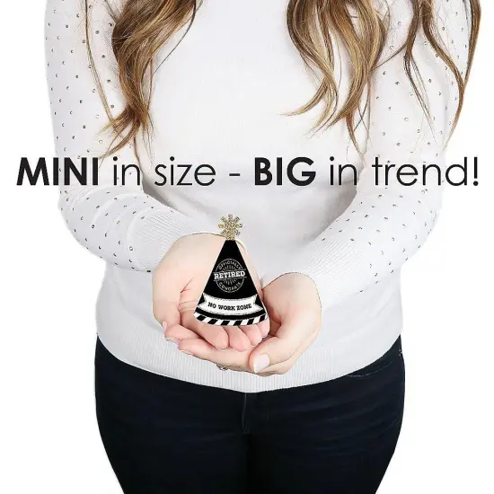 Big Dot of Happiness Happy Retirement - Mini Cone Retirement Party Hats - Small Little Party Hats - Set of 8 {4}