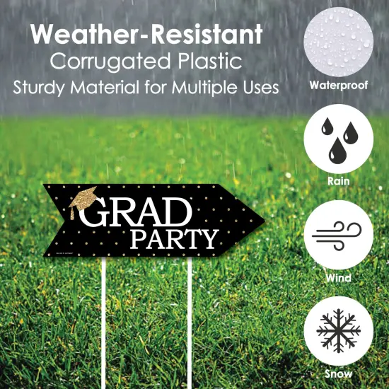 Big Dot of Happiness Gold Graduation Party Sign Arrow - Double Sided Directional Yard Signs - Set of 2 {4}