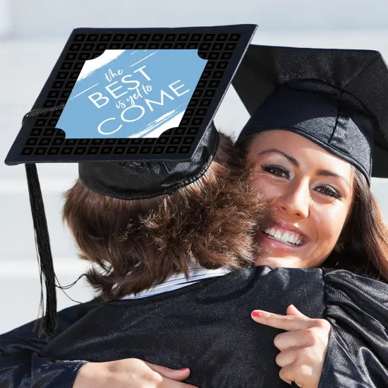 Big Dot of Happiness Light Blue Grad - Best is Yet to Come - Light Blue Graduation Cap Decorations Kit - Grad Cap Cover {3}