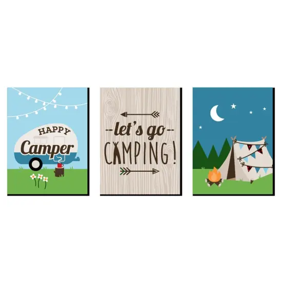Big Dot of Happiness Happy Camper - Nursery Wall Art, Kids Room Decor and Camping Home Decorations - Gift Ideas - 7.5 x 10 - Set of 3 Prints {1}