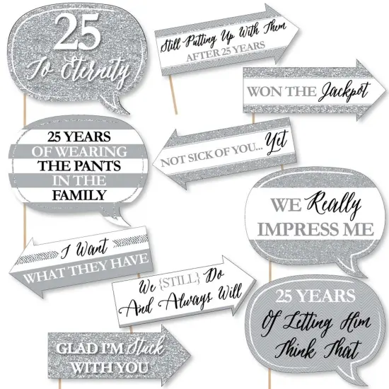 Big Dot of Happiness Funny We Still Do - 25th Wedding Anniversary - Anniversary Party Photo Booth Props Kit - 10 Piece {1}