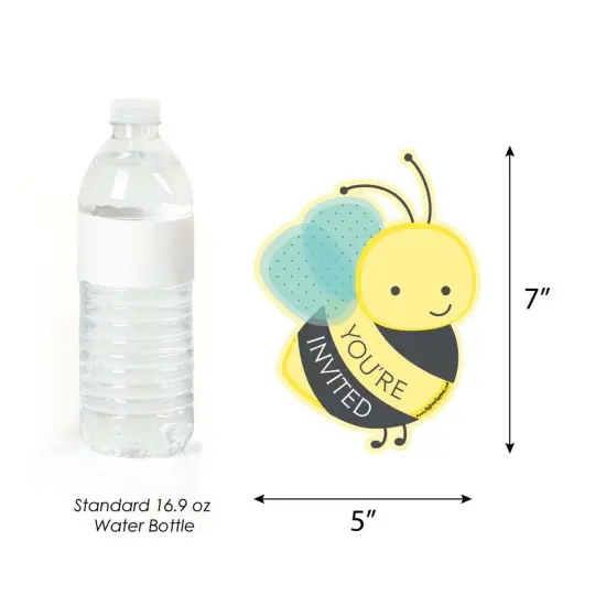Big Dot of Happiness Honey Bee - Shaped Fill-in Invitations - Baby Shower or Birthday Party Invitation Cards with Envelopes - Set of 12 {6}