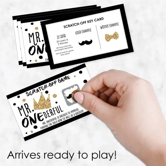 Big Dot of Happiness 1st Birthday Little Mr. Onederful - Boy First Birthday Party Game Scratch Off Cards - 22 Count {3}