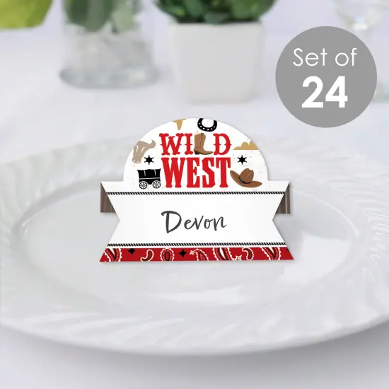 Big Dot of Happiness Western Hoedown - Wild West Cowboy Party Tent Buffet Card - Table Setting Name Place Cards - Set of 24 {3}