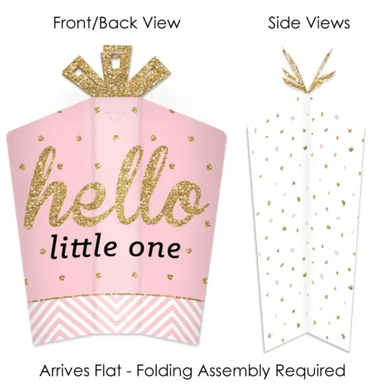 Big Dot of Happiness Hello Little One - Pink and Gold - Table Decorations - Girl Baby Shower Fold and Flare Centerpieces - 10 Count {3}