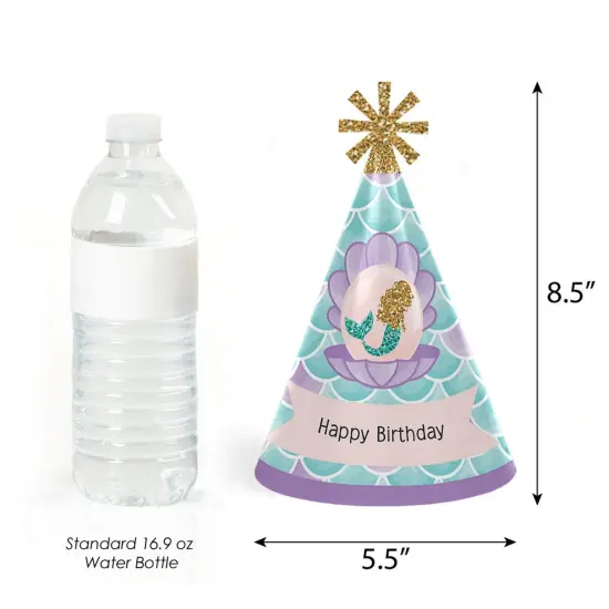Big Dot of Happiness Let's Be Mermaids - Cone Happy Birthday Party Hats for Kids and Adults - Set of 8 (Standard Size) {4}