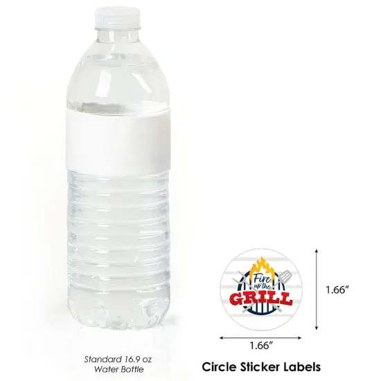 Big Dot of Happiness Fire Up the Grill - Summer BBQ Picnic Party Circle Sticker Labels - 24 Count {4}