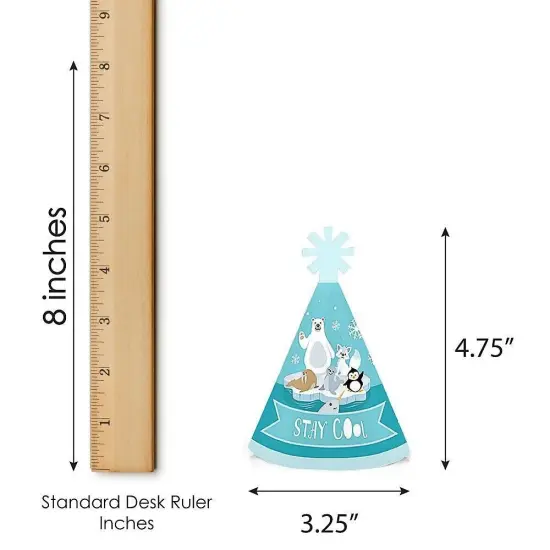 Big Dot of Happiness Arctic Polar Animals - Mini Cone Winter Baby Shower or Birthday Party Hats - Small Little Party Hats - Set of 8 {7}