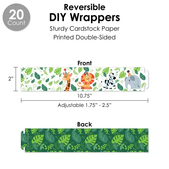 Big Dot of Happiness Jungle Party Animals - Safari Zoo Animal Birthday Party or Baby Shower Favors and Cupcake Kit Fabulous Favor Party Pack - 100 Pc {4}