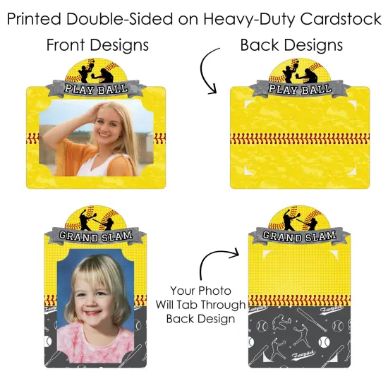 Big Dot of Happiness Grand Slam - Fastpitch Softball - Birthday Party or Baby Shower Picture Centerpiece Sticks - Photo Table Toppers - 15 Pieces {7}