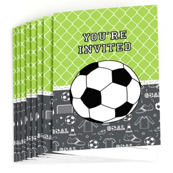 Big Dot of Happiness Goaaal - Soccer - Fill-in Baby Shower or Birthday Party Invitations (8 Count) {3}