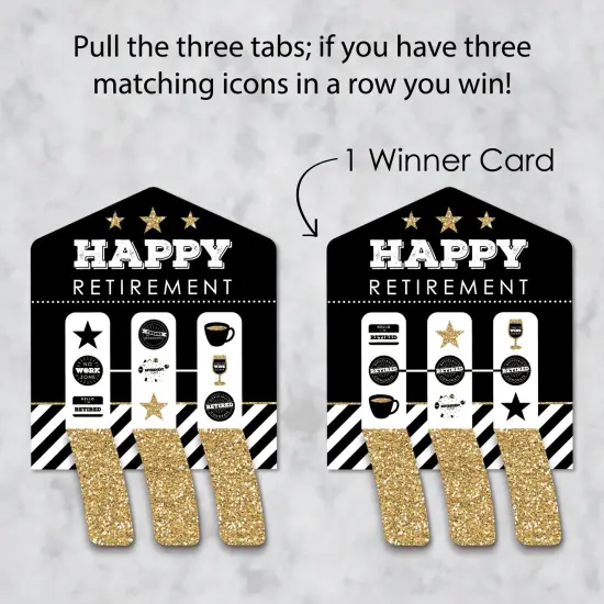 Big Dot of Happiness Happy Retirement - Retirement Party Game Pickle Cards - Pull Tabs 3-in-a-Row - Set of 12 {4}