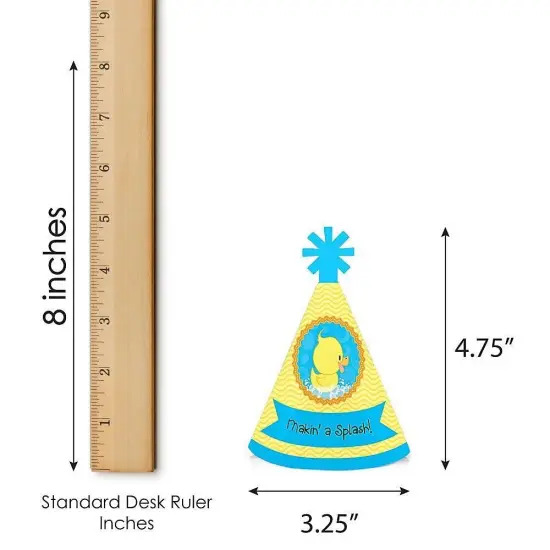 Big Dot of Happiness Ducky Duck - Mini Cone Baby Shower or Birthday Party Hats - Small Little Party Hats - Set of 8 {7}