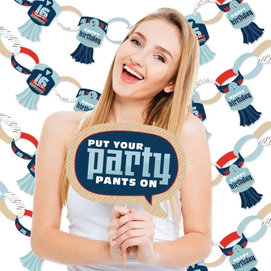 Big Dot of Happiness Boy 16th Birthday - Banner and Photo Booth Decorations - Sweet Sixteen Birthday Party Supplies Kit - Doterrific Bundle {3}