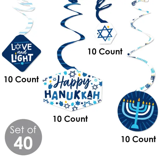 Big Dot of Happiness Hanukkah Menorah - Chanukah Holiday Party Hanging Decor - Party Decoration Swirls - Set of 40 {6}