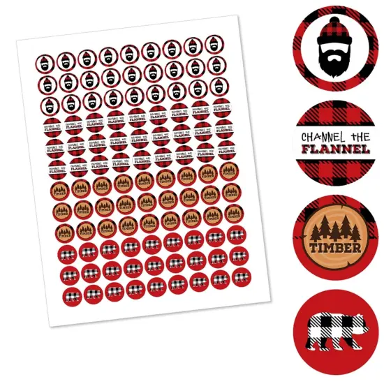 Big Dot of Happiness Lumberjack - Channel the Flannel - Buffalo Plaid Party Round Candy Sticker Favors - Labels Fits Chocolate Candy (1 Sheet of 108) {3}